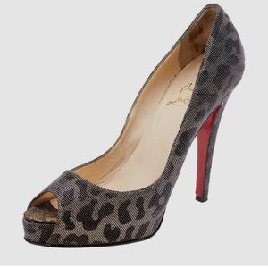 Christian Louboutin Very Prive Leopard Pattern Heels Red Bottoms 39.5